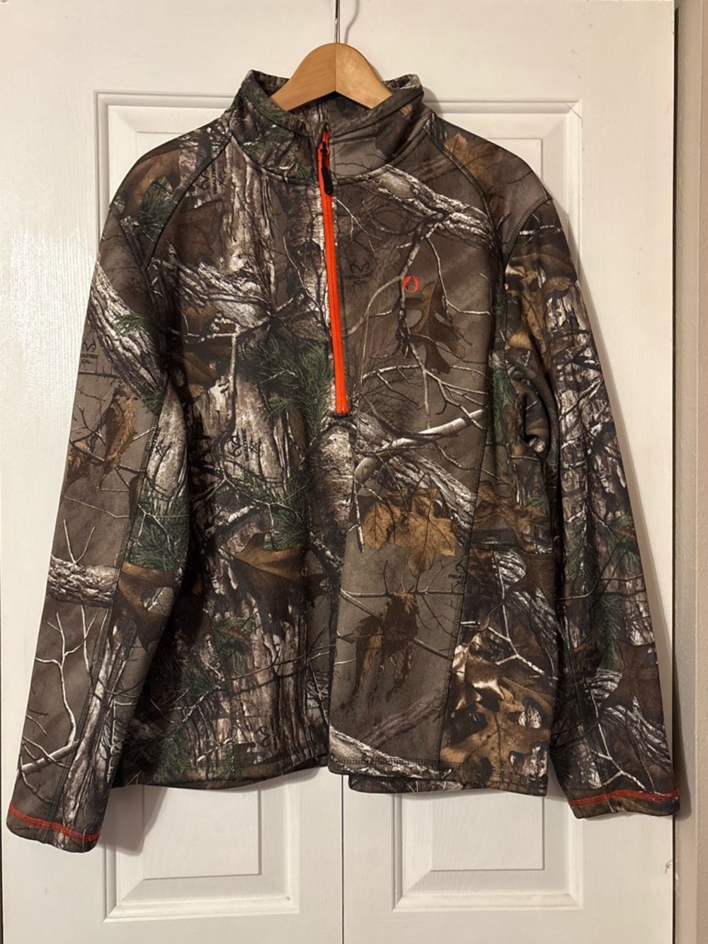 American Outdoorsman x Realtree Camouflage Half-Zip Jacket with Orange Trim - L